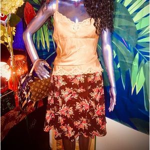 Brown and peach color skirt by Anne Taylor Loft